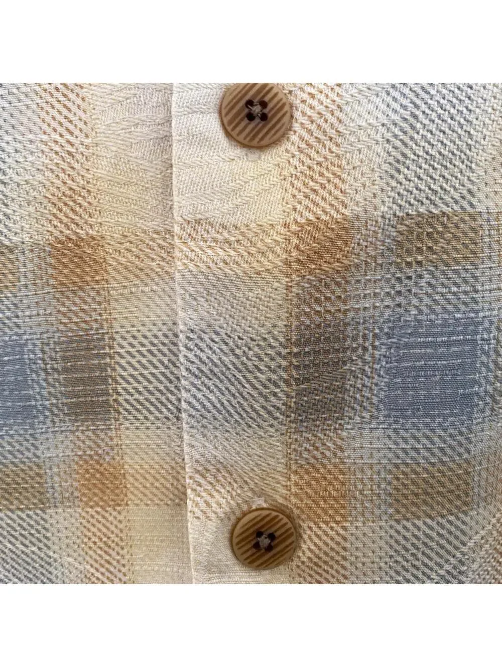 TOMMY BAHAMA 100% Silk Yellow & Blue Plaid Shirt Men M Medium